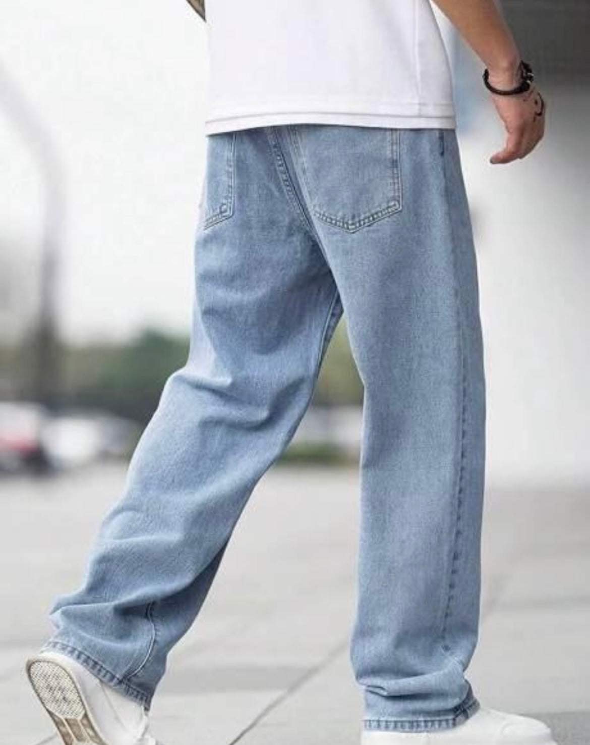 Veltick Loose Fit Mid Rise Light Blue Men Denim Jeans