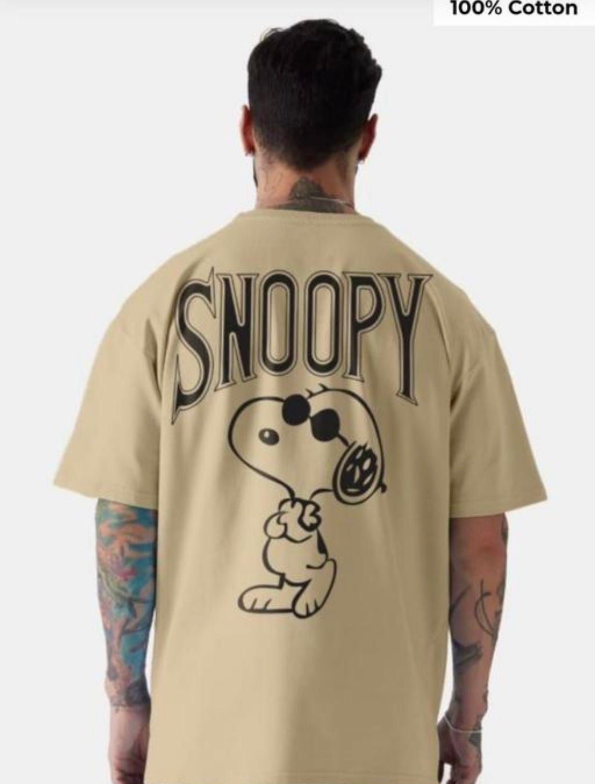 Men's Beige Snoopy Graphic T-Shirt