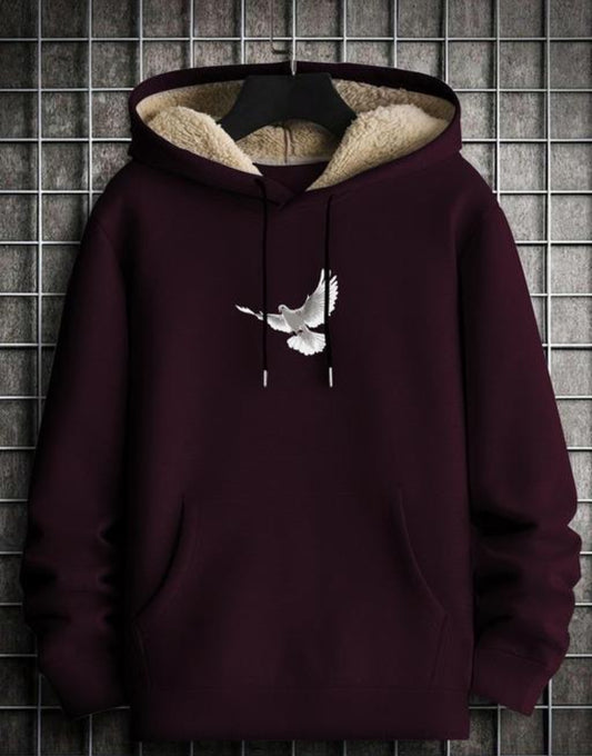 Stylish Printed Fur Hoodie for Men | Winter Wear Hooded Sweatshirt | Cozy