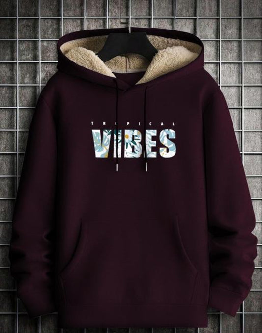 Stylish Printed Fur Hoodie for Men | Winter Wear Hooded Sweatshirt | Cozy