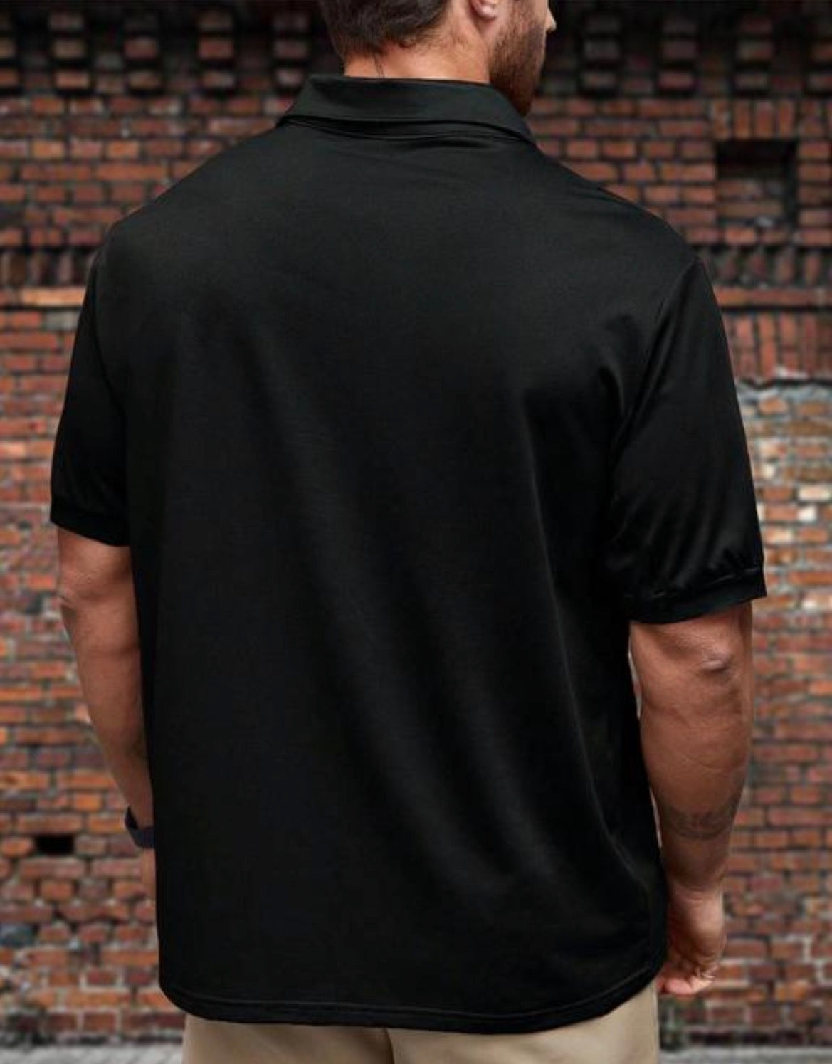 LEOTUDE Men's Colorblocked Regular Polo Black Tshirts