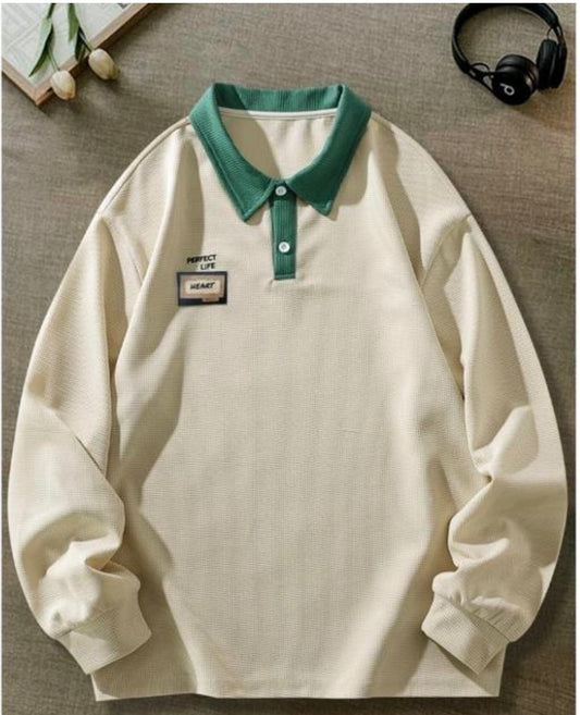 Casual waffle t-shirt over-sized polo for men