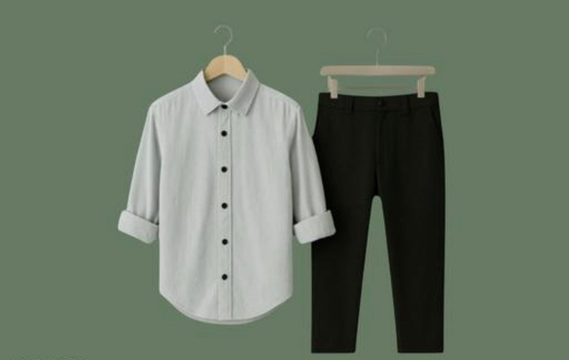Men's Hot Selling Lycra Stretchable Shirt and black trousers