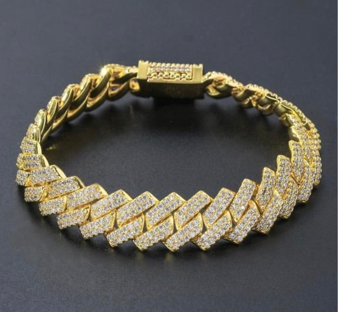 European and American Fashion Jewelry: Cuban Bracelet with Full Diamond Trendy