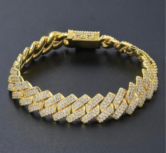 European and American Fashion Jewelry: Cuban Bracelet with Full Diamond Trendy
