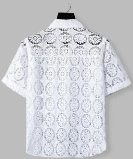 Men Regular Fit Self Design Spread Collar Casual Shirt