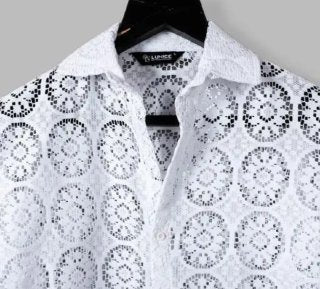 Men Regular Fit Self Design Spread Collar Casual Shirt