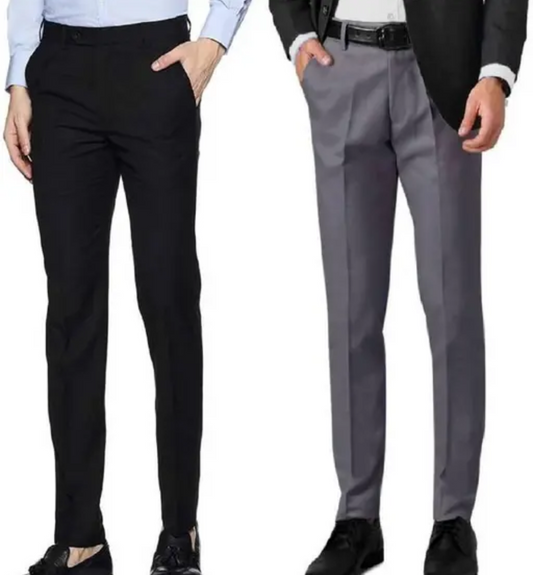 Q AND K Reguler Fit Formal Trousers - Black &amp; Dgrey